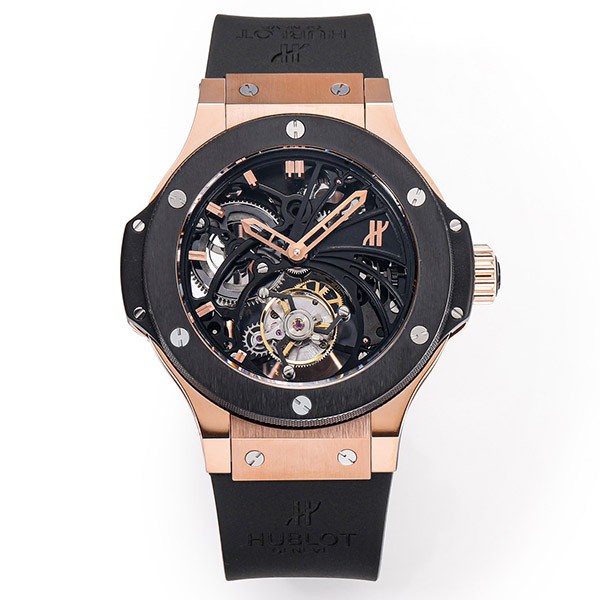 Hublot Big Bang Replica Openwork Tourbillon Rubber Strap Skeleton Tourbillon Movement hue98868