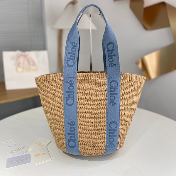 Chloe Replica "WOODY" Large Basket Washed Blue CHC23AS380L184E2 Chloe Replica "WOODY" Large Basket Washed Blue CHC23AS380L184E2