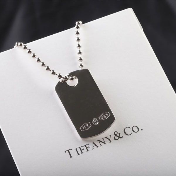 Tiffany Silver Replica 1837 ID Tag Pendant Tie38299