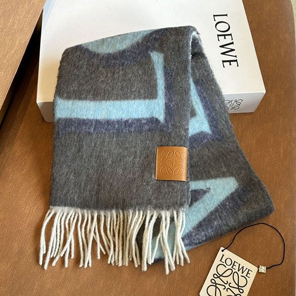 LOEWE Logo Wool Mohair Scarf with Tracking Loa12789 LOEWE Logo Wool Mohair Scarf with Tracking Loa12789