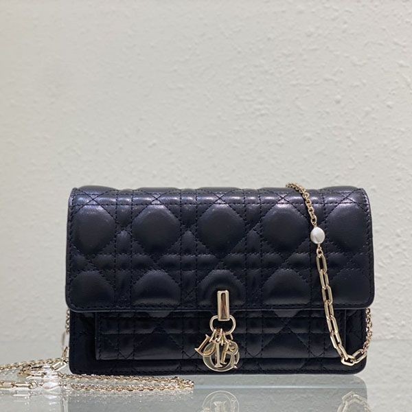LADY Dior Chain Pouch Replica Cannage Lambskin dej74896