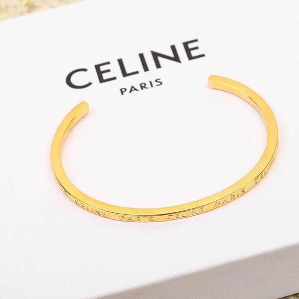 [Very easy to use] Celine Thin Cuff Gold Finish Bracelet Gold Cel20350