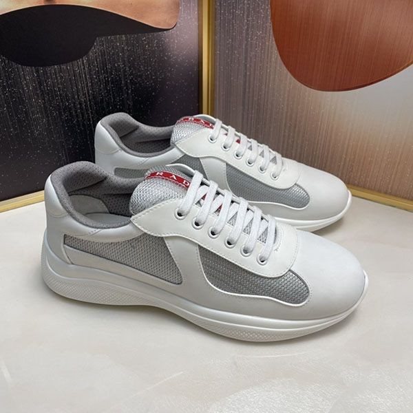 Free shipping Prada patent leather x technical fabric sneakers replica pug59816