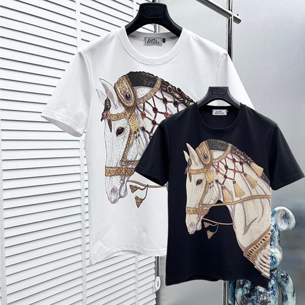 Very popular Hermes short sleeve T-shirt replica H embroidery cotton 2 colors ery35709