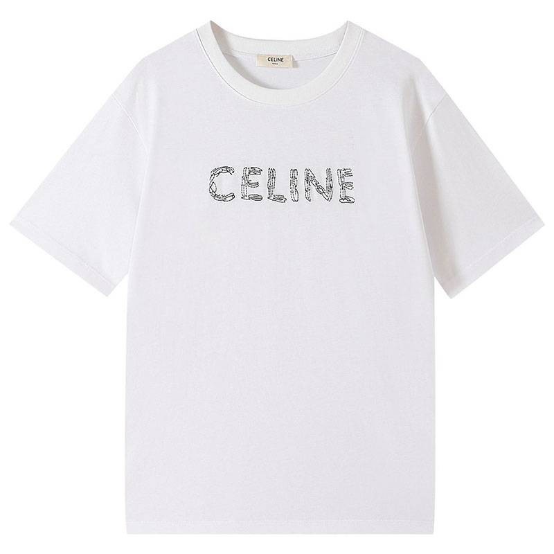 Celine loose T-shirt not available in Japan, fake cotton, white Cef32445