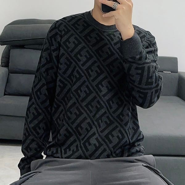 The hottest topic! Fendi replica sweater in black wool with FF motif and crew neck feb34723 The hottest topic! Fendi replica sweater in black wool with FF motif and crew neck feb34723