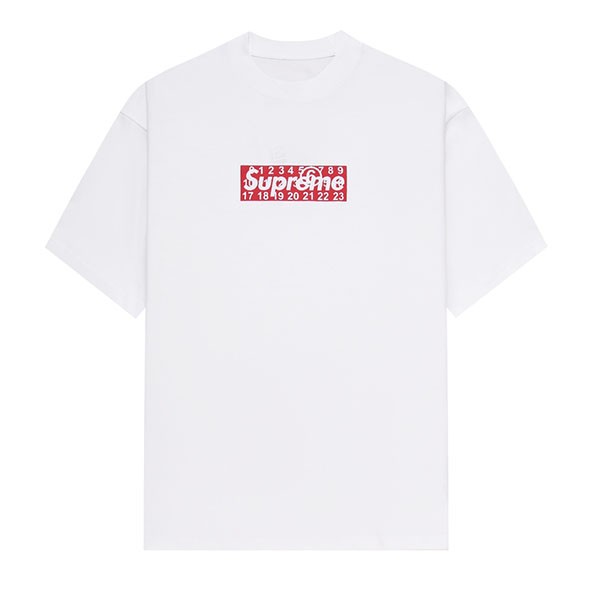n-grade supreme x mm6 fake maison margiela box logo t-shirt white shm75807