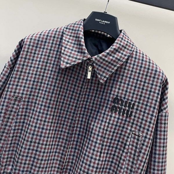 Immediate delivery Miu Miu gingham check blouson jacket myd00448