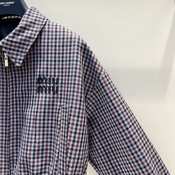 Immediate delivery Miu Miu gingham check blouson jacket myd00448