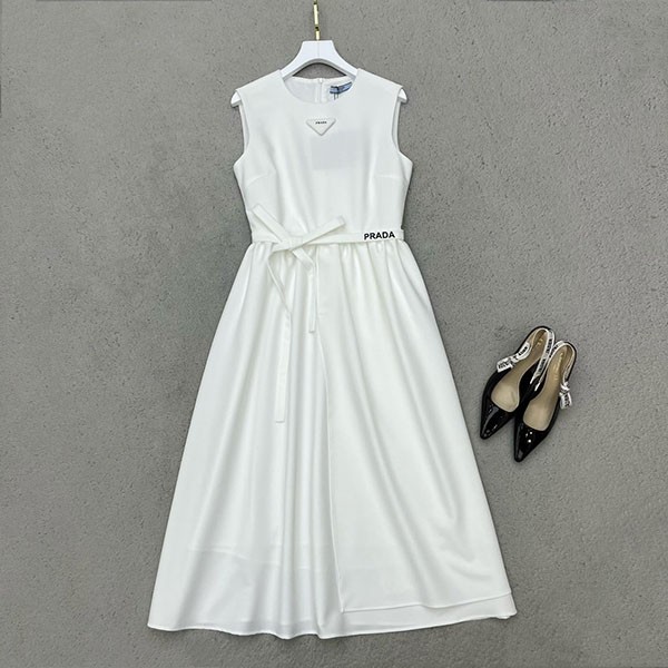 World-famous? Prada replica logo cotton jersey maxi dress puq97722