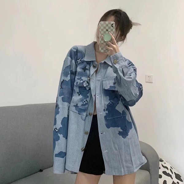 Louis Vuitton Striped Monogram Denim Shirt Replica vur50862