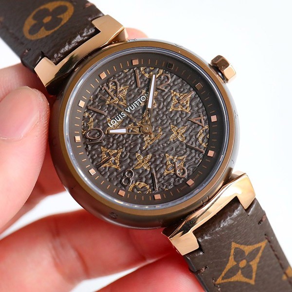 Louis Vuitton Tambour PM Replica Monogram Brown & Gold QBB165