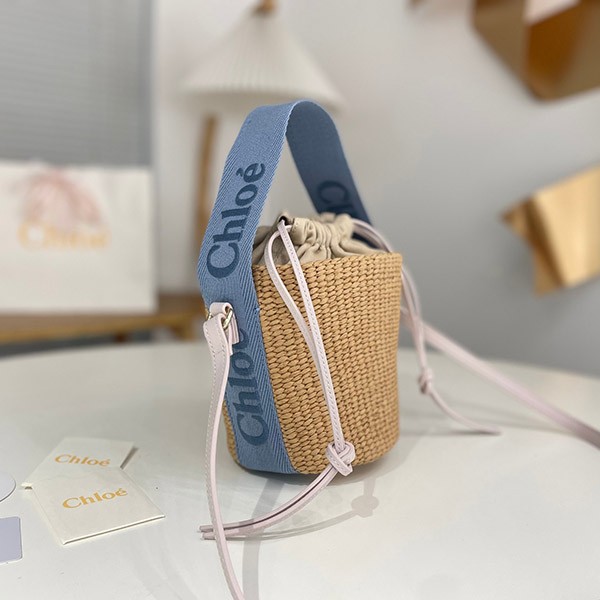 Chloe "WOODY" Replica Small Basket Washed Blue CHC23AS381L184E2 Chloe "WOODY" Replica Small Basket Washed Blue CHC23AS381L184E2