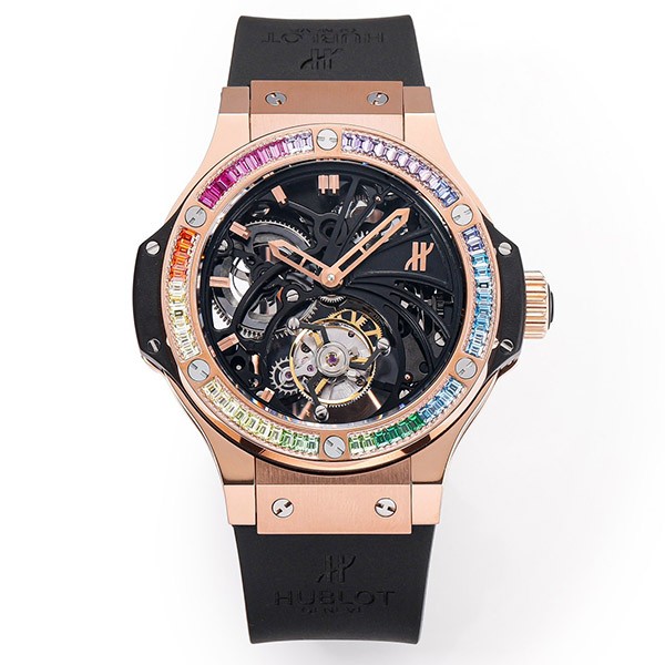 Hublot Replica Big Bang Openwork Tourbillon Rubber Strap Skeleton Tourbillon Movement huq51660