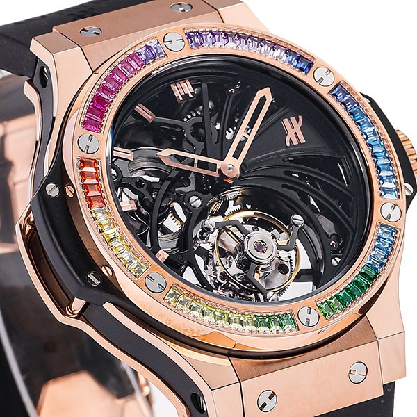 Hublot Replica Big Bang Openwork Tourbillon Rubber Strap Skeleton Tourbillon Movement huq51660