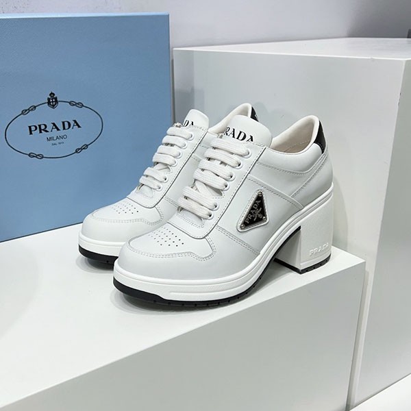 ☆Rare☆Prada Downtown high heel leather sneakers replica 1E792M_3LKG ☆Rare☆Prada Downtown high heel leather sneakers replica 1E792M_3LKG