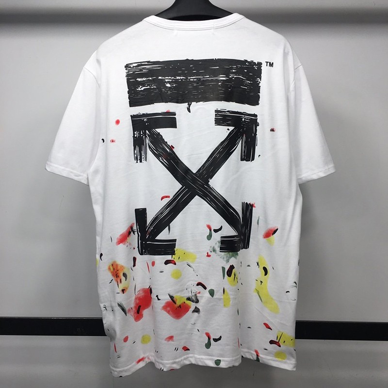 Not available in Japan OFF WHITE T-shirt fake spray Caravaggio slim fit off22653 Not available in Japan OFF WHITE T-shirt fake spray Caravaggio slim fit off22653
