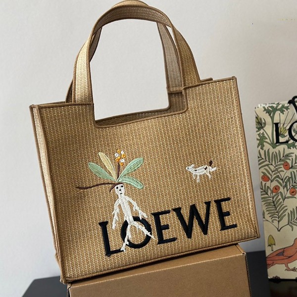 Loewe Snafujita Replica Kyoto Ceramic Unit Font Tote (Raffia) ALF1B59X073980