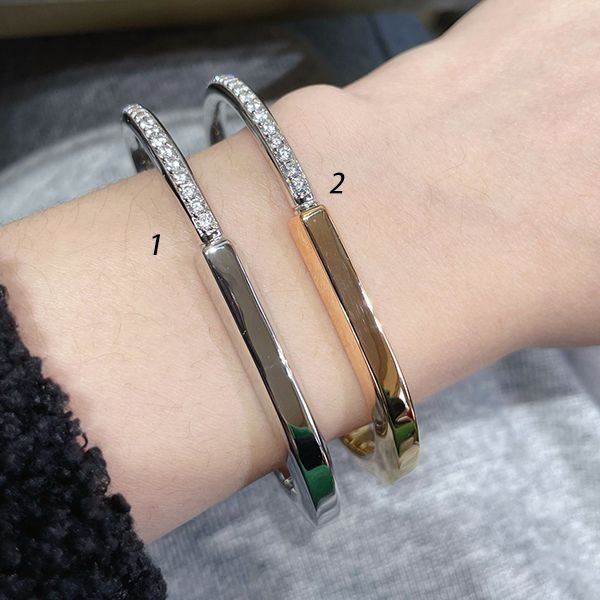 Perfect gift: Tiffany Lock Hangul Bracelet with Diamonds, Replica, 2 Colors, Tid75795