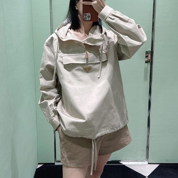 [Very easy to use] Prada replica stylish logo Panama cotton windbreaker 4F5F0065