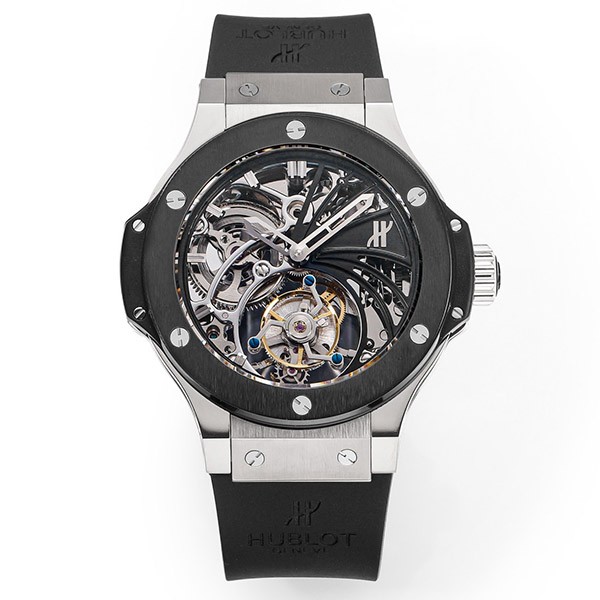 Hublot Replica Big Bang Openwork Tourbillon Rubber Strap Skeleton Tourbillon Movement hut58919