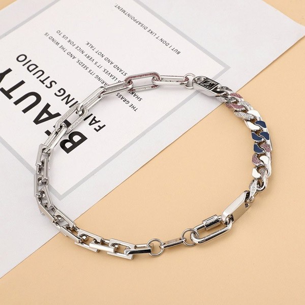 Louis Vuitton Collier Mix Chain Links Curb Chain Necklace Replica Men's MP2461 Louis Vuitton Collier Mix Chain Links Curb Chain Necklace Replica Men's MP2461