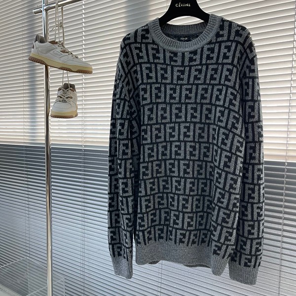 Stylish Fendi replica FF logo wool blend sweater fej73675 Stylish Fendi replica FF logo wool blend sweater fej73675