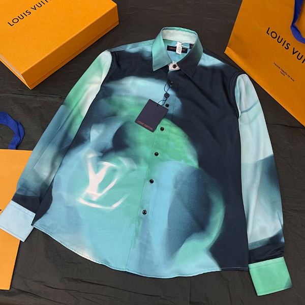 [24SS] Louis Vuitton Printed Silk Blend Shirt Replica 1AFAUX