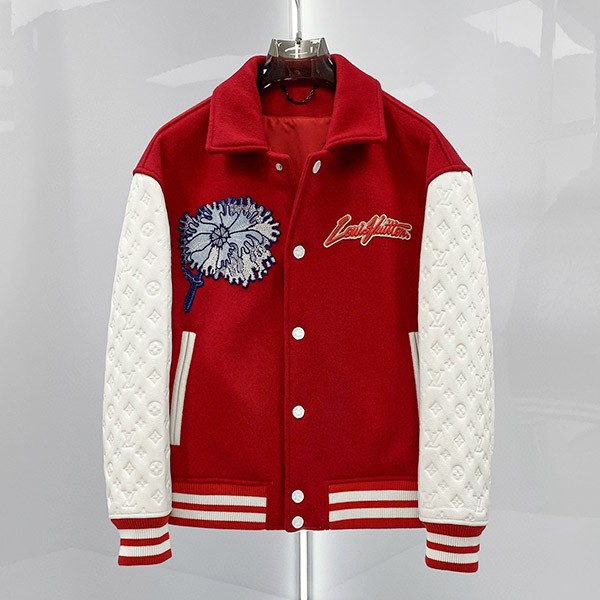 Tracking included LV x YK Yayoi Kusama collaboration varsity jacket red fake 1AB8I1 Tracking included LV x YK Yayoi Kusama collaboration varsity jacket red fake 1AB8I1