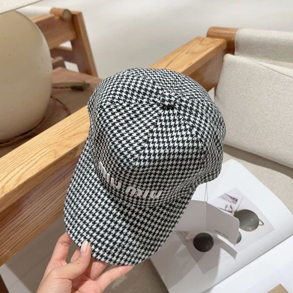 Miu Miu baseball cap replica check pattern myc46590
