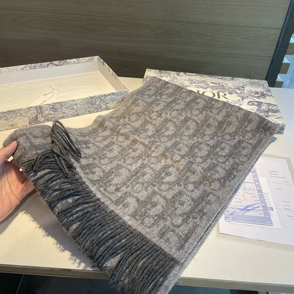 [New 2024AW] Dior Oblique Cashmere Scarf Replica Tassel deu92160