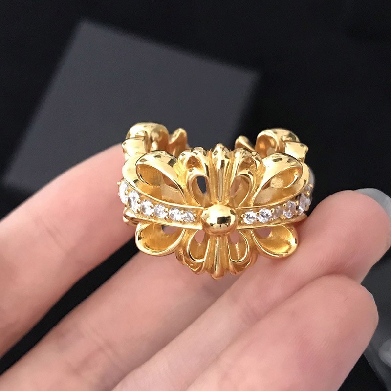 CHROME HEARTS Floral 22kGold Diamond Gold Ring Replica Kul99750