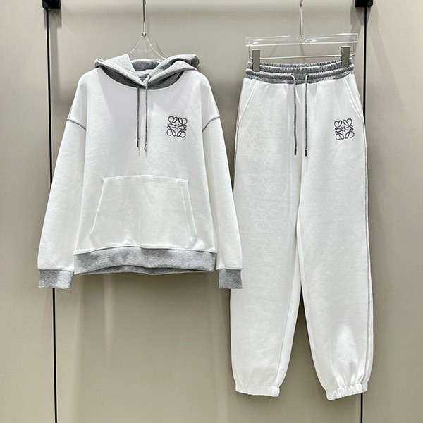 Loewe Anagram Logo Wool Blend Hoodie Fake Top and Bottom Set los17331 Loewe Anagram Logo Wool Blend Hoodie Fake Top and Bottom Set los17331