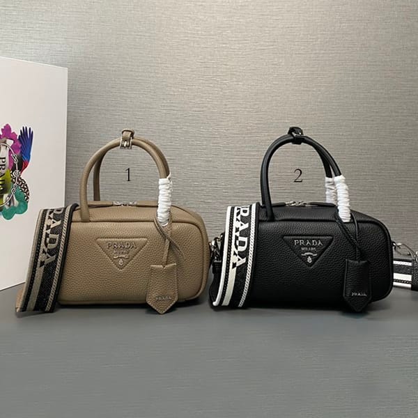Popular Prada Replica Leather Top Handle Bag 2 Colors pui87547