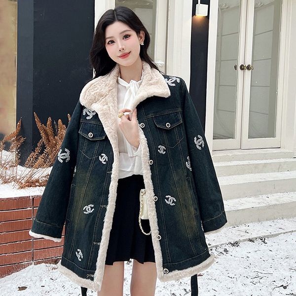 Hard to find! Chanel lambswool denim jacket replica shs84212