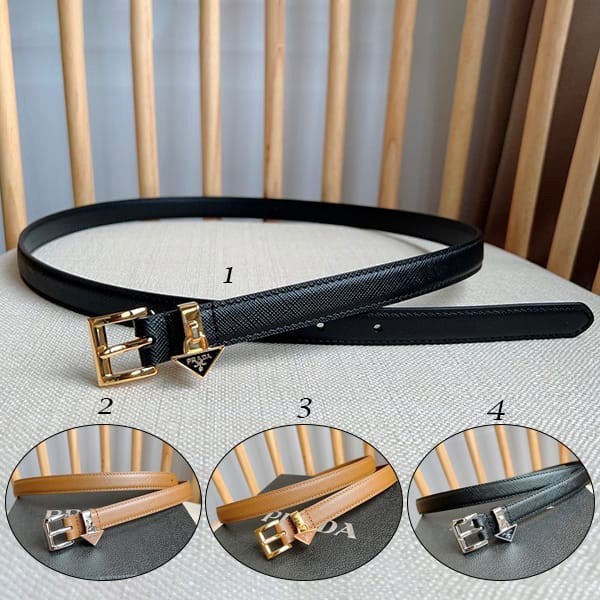 Classic Prada Belt Replica Leather Triangle Logo Metal Charm 15mm 4 Colors 1CC499053