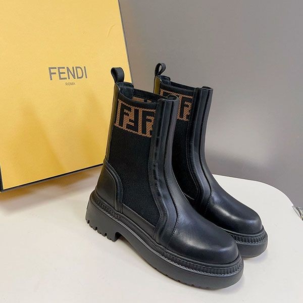 Recommended Fendi Leather Stretch Fabric Replica Biker Boots fee67373