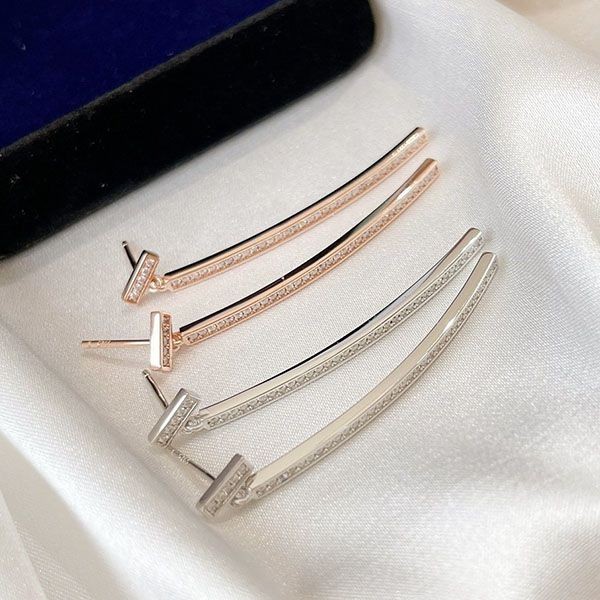 Free shipping Tiffany copy bar earrings that sparkle every time they sway ☆ 18K 2 colors Tiz81842