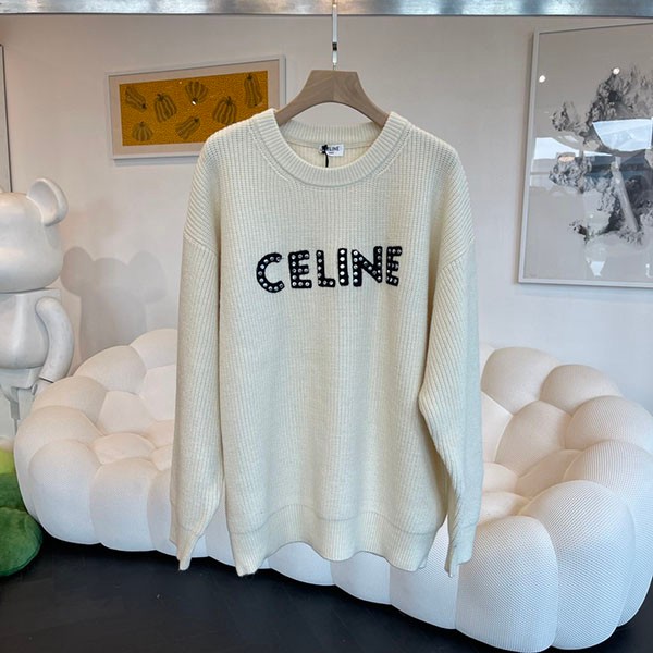 Very popular!! New item★Celine replica oversized sweater / wool white Ceg71536