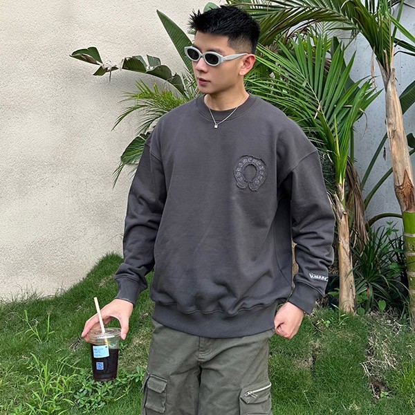 CHROME HEARTS COPY Horseshoe Crew Neck Sleeve Logo Sweatshirt Kux86965
