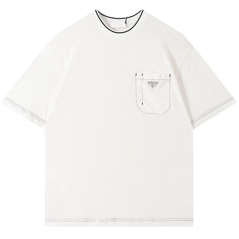 Free shipping Prada cotton T-shirt replica short sleeve logo puu51069 Free shipping Prada cotton T-shirt replica short sleeve logo puu51069