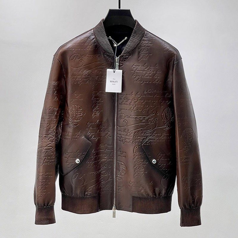 ☆Super popular☆ Berluti leather blouson rider jacket copy bef32818