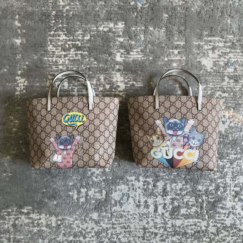 Very popular! Gucci Yuko Higuchi fake Children's Cat GG Supreme Tote Bag 2 colors guk22134