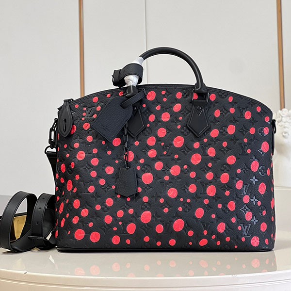 Louis Vuitton x YK Yayoi Kusama Collaboration LOCK IT Bag Replica Black and Red Plenty of Storage M21676 Louis Vuitton x YK Yayoi Kusama Collaboration LOCK IT Bag Replica Black and Red Plenty of Storage M21676