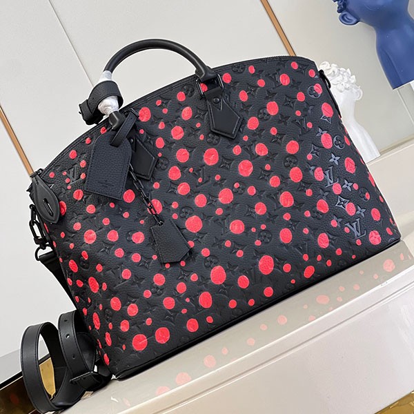 Louis Vuitton x YK Yayoi Kusama Collaboration LOCK IT Bag Replica Black and Red Plenty of Storage M21676