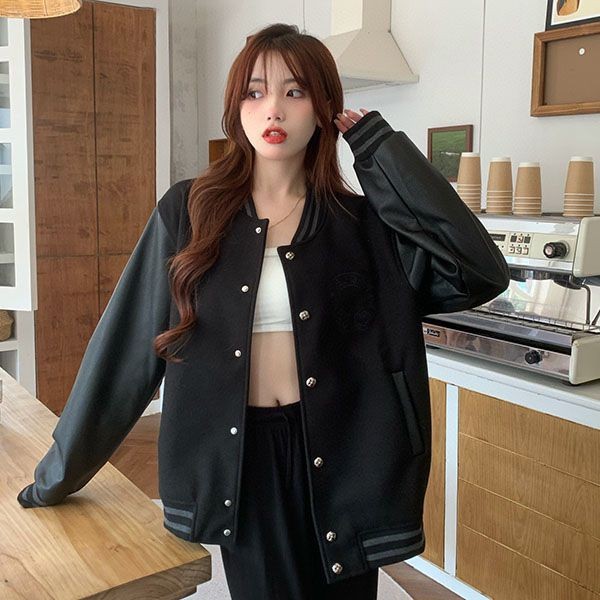 Rare Chrome Hearts Leather Embroidery Varsity Replica Kus76847