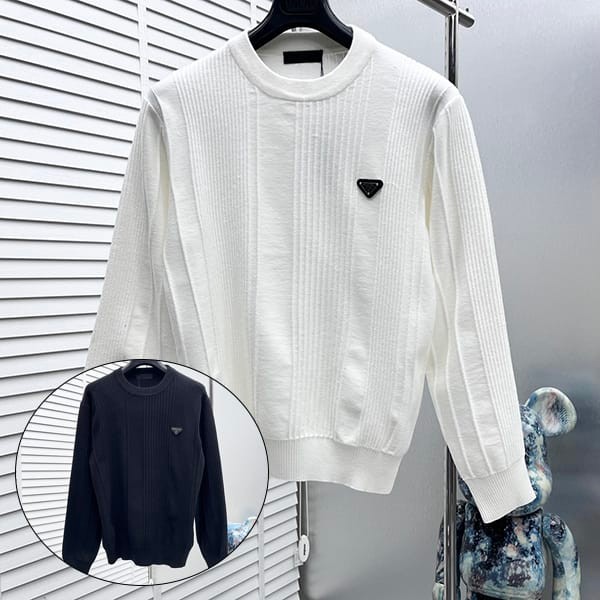 Super cheap price! Replica Prada wool x cashmere crew neck sweater in 2 colors puo09808