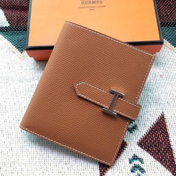No. 1 in total sales! Hermes Bearn ☆Compact wallet copy☆Etoupe erd80174