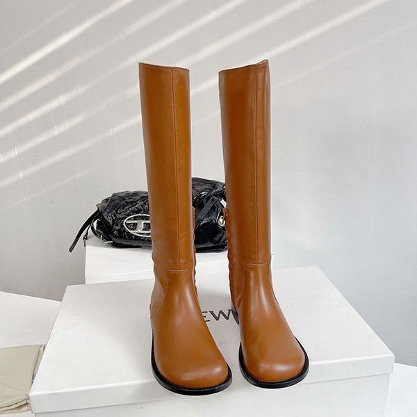 Immediate delivery Loewe calf leather long boots replica lov27844