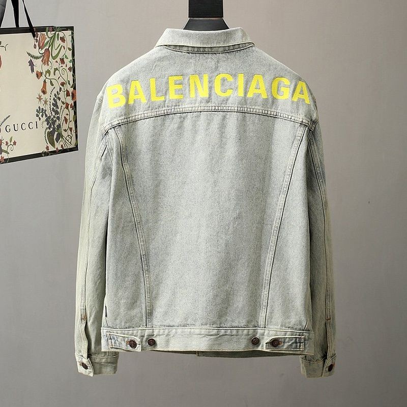 Classic Balenciaga replica logo embroidered denim jacket bau59768